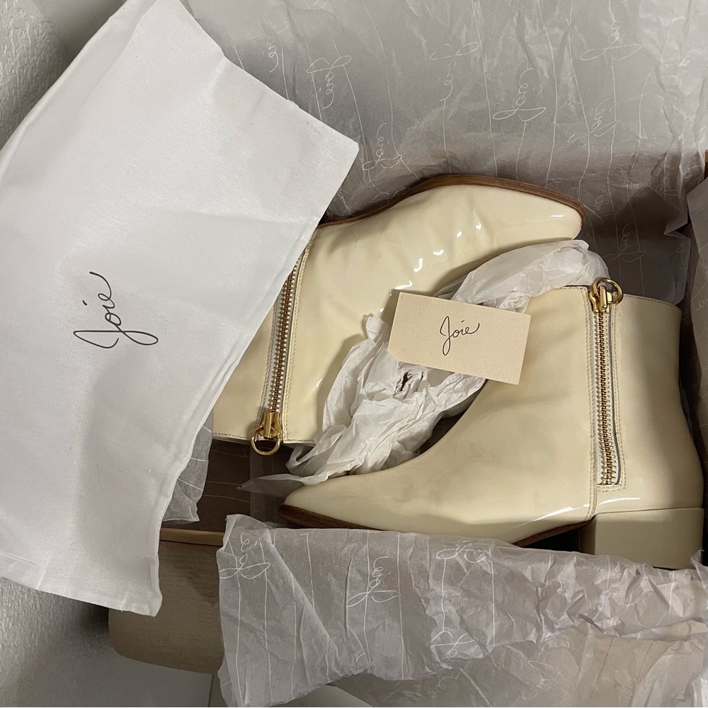 JOIE RUBEE DOUBLE ZIP PATENT LEATHER FLAT GOGO BOOTIE - Picture 14 of 15